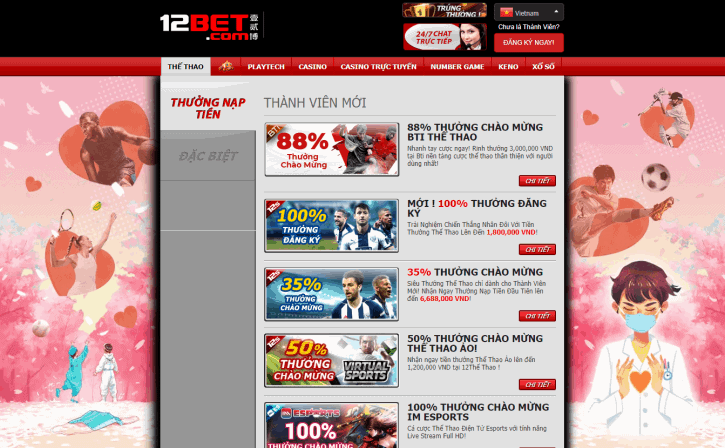 Các hình thức khuyến mãi 12bet có hấp dẫn phong phú? Cac hinh thuc khuyen mai 12bet co hap dan phong phu?